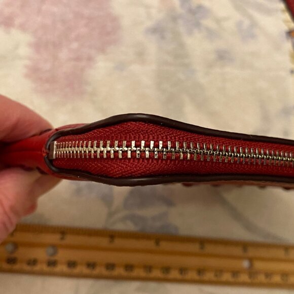 Nice COACH Leather Wristlet w/Studs 2 CC Slots Inside Red 6" x 4" Brand New - Picture 4 of 6